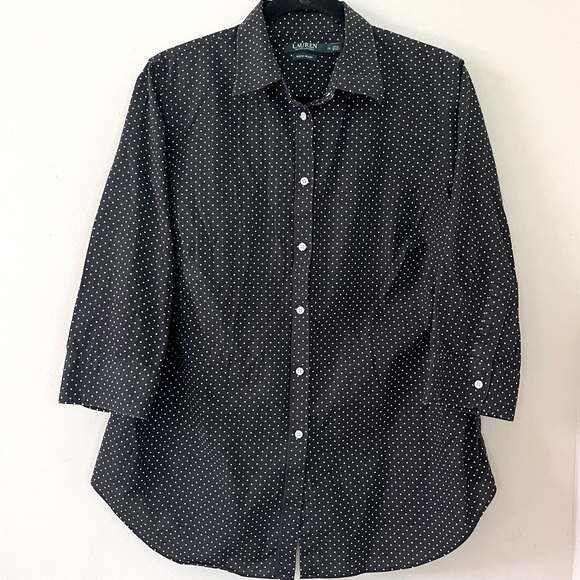 Lauren Ralph Lauren Navy & Black & White Polka Dot Button Down Bundle (X… - Picture 2 of 8